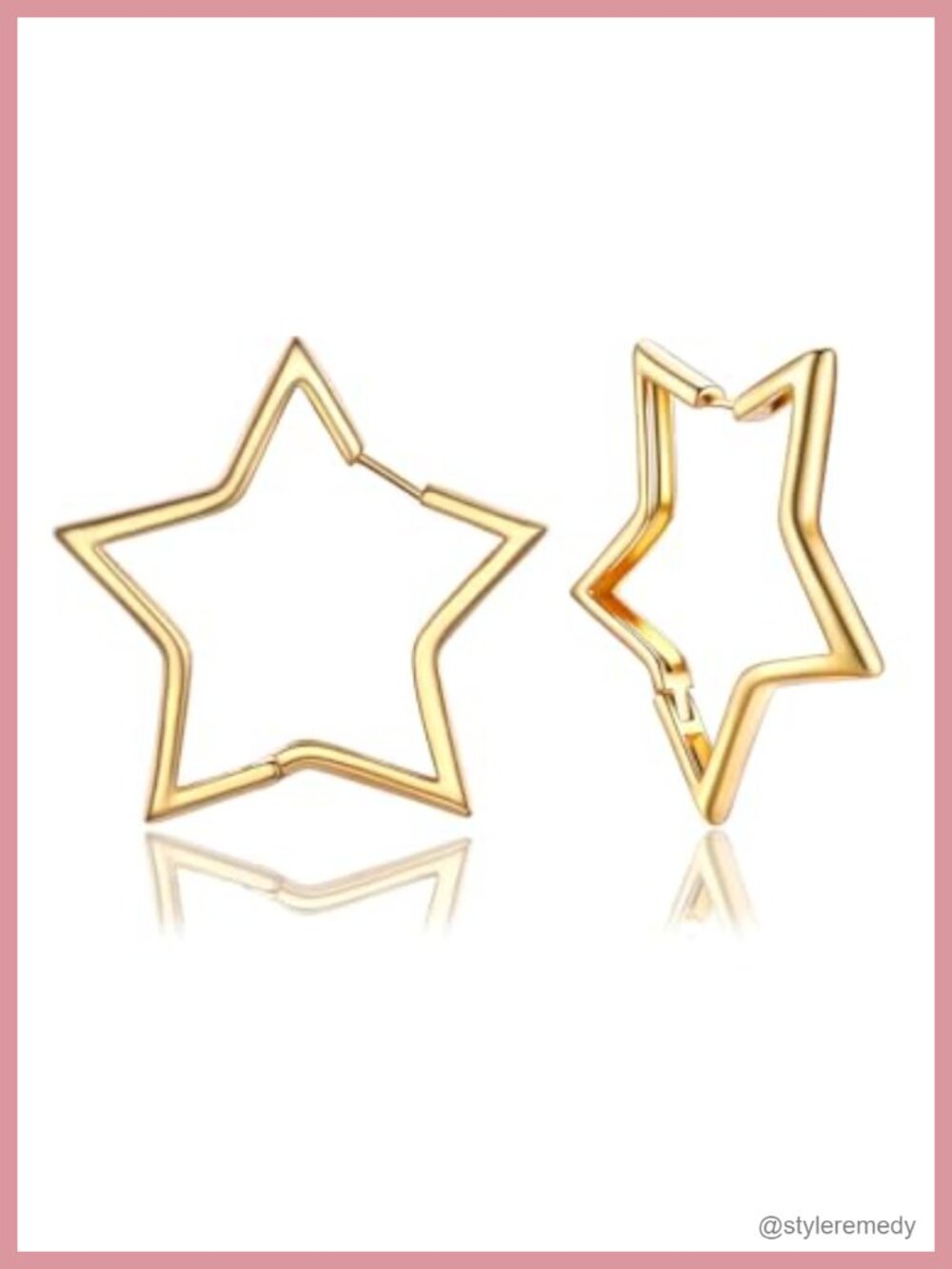 Star Hoop Earrings for Women 14K Gold Plated Brass Non Tarnish Hypoallergenic